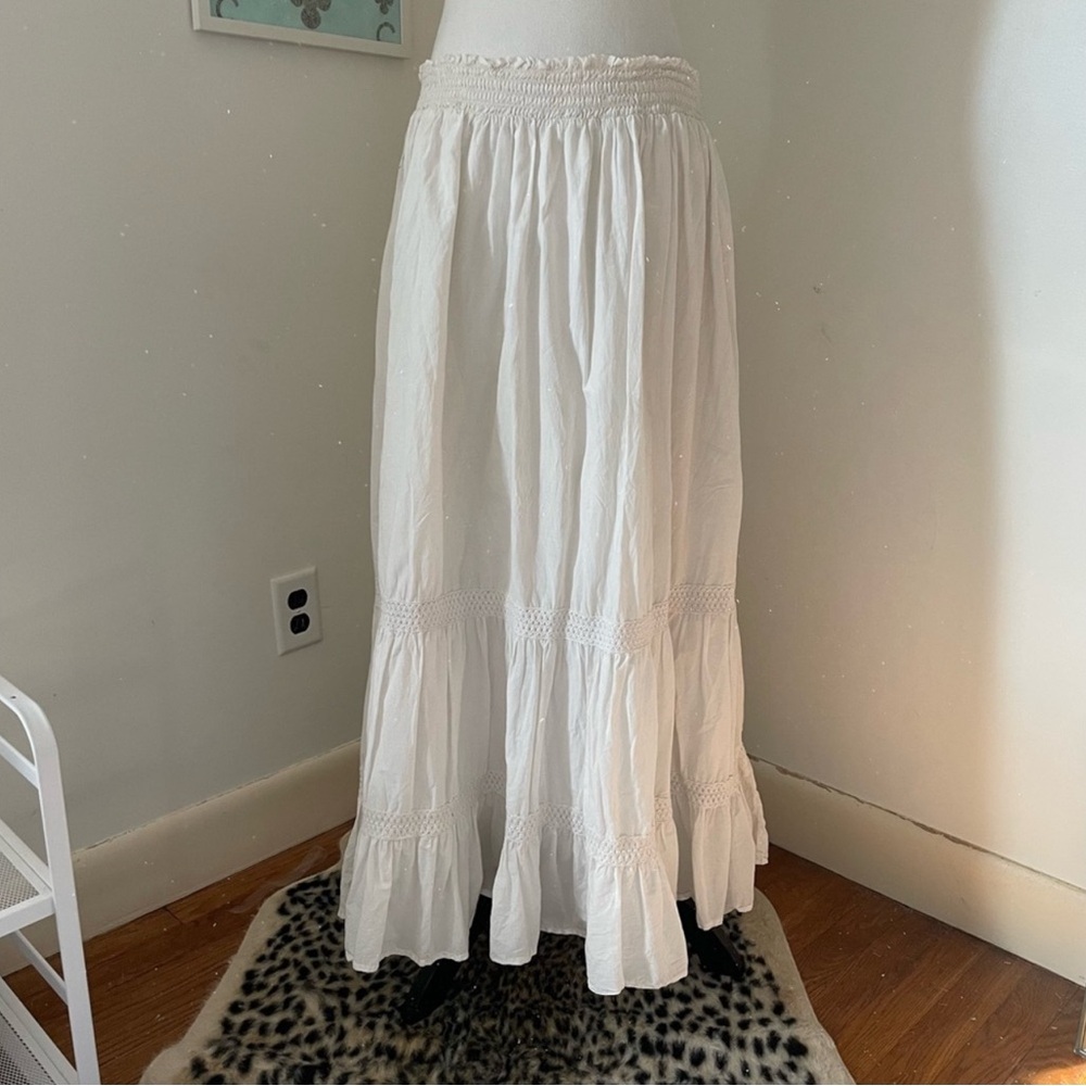Vintage white cotton maxi skirt